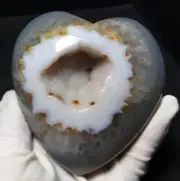 TOP 590G Natural Agate Cave crystal Heart Agate sphere Cave vug Quartz WD271