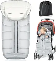 Orzbow Universal Footmuff for Stroller, Winter Warm Baby Stroller Bunting Bag, Waterproof Windproof Warm Coral Fleece Lined for Toddler Stroller Sleeping Bag, Light Grey