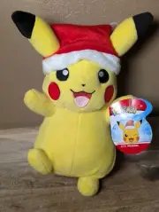 Pokémon Pikachu 9" Plush Toy with Christmas Holiday Santa Hat by WCT