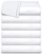 Twin Flat Sheets 6 Pack, White Cotton Flat Bed Sheet 66x104 Inches, 200 Threa...