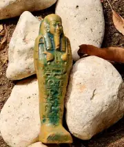 Unique Egyptian Ushabti Ancient Statue Stone Handmade Antique With Hieroglyphs