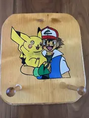 PIKACHU & SATOSHI WALL COAT BACKPACK HOOKS PEG WOODEN KIDS HANDMADE & PAINTED ✨