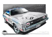 Bathurst Legends 1971 VALIANT R/T E38 CHARGER GEOGHEGAN / BROWN A3 FRAMED PRINT