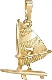 [MATERIA by Matthias Wagner] Materia KA-478 Gold Jewellery Men Women Surfer Windsurf Pendant for Necklace Gold-Plated Sterling Silver, Yellow gold plated