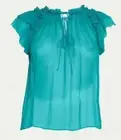 WOW NWT Ulla Johnson "Marilyn" ruffle top "Montegro" green sz 2, 10 $390 silk