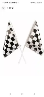 1pk Of 12 Party Favors RACING Nascar Race Car MINI Black White CHECKERED FLAGS