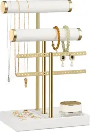 Soporte para pulseras 3 niveles desmontable barra T de terciopelo blanco