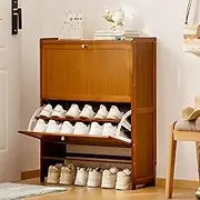 Narrow Shoe Cabinet Storage for Entryway, Shoe Organizer with 2/3 Flip Drawers, Hidden Shoe Storage Slim Storage Cabinet Free Standing Shoe Rack Cabinet for Hallway,50 * 24 * 87cm
