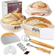 Banneton Bread Proofing Basket Gift Set 2 - Baskets 10 Oval and 9 Round Rattan