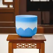 7 Inch G Note Throat Blue Crystal Singing Bowl Chakra Lotus Design for Yoga