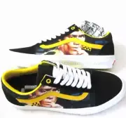Vans Men's Skate Old Skool Bruce Lee Canvas Suede shoes Black Yellow Size 7.5