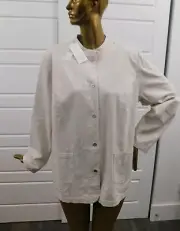 New Eileen Fisher Woman Bone Mandarin Collar Long Jacket sz 2X