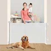 59" Retractable Baby Gate for Stairs,34" Tall Mesh Baby Gate Mesh Dog Gate White