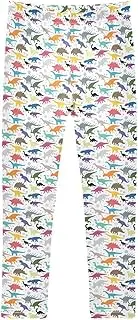 [Joisal] Colorful Dinosaur White Girl Pants, Comfy for Jazz Leggings for Girls Dance, Girls 4t Leggings