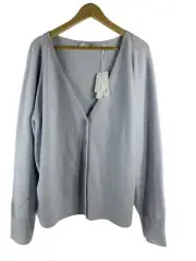$395 NWT Vince Mini 6 Button Wool Cashmere Cardigan XXXL Colour Light Blue-Grey