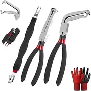3PCS Electrical Disconnect Pliers for Cars (1*red60°+1*red Straight+1*double-Ended Connector Separator Tool) Automotive Electrical Connector Pliers Set Angled Wire Plug Removal Tool
