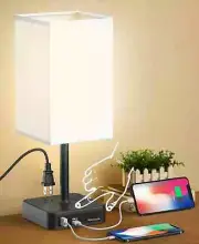 Touch Control Bedside Table Lamp with USB C & USB a Charging Port