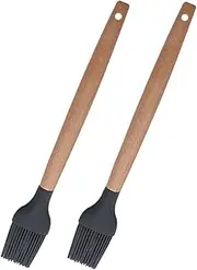 Silicone Oil Brush for BBQ Wooden Handle Basting Brush Easy Clean Kitchen Cooking Utensil