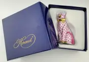 MINT in Box HEREND Cat with Bow ORNAMENT Raspberry Fishnet Figurine 1st Ed