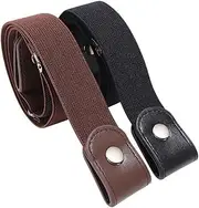 [Ipetboom] 2Pcs Invisible No Buckle Belt for Men and Women Elastic Waist Tightener for Jeans and Pants Comfortable Stretch Mesh Design