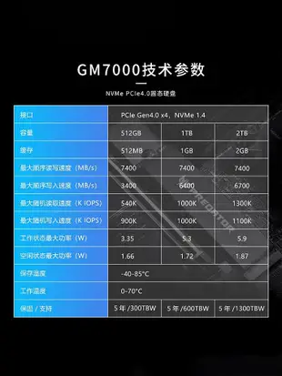 宏碁掠奪者GM7000/GM7 1T/2T /4TB M2NVMESSD固態硬盤 PCIe4.0m.2