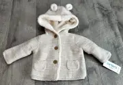 Carters Sherpa Fleece Lined Sweater Jacket Baby 3 Month Hoodie Winter Snow NEW