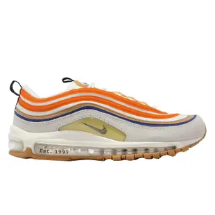 Nike 休閒鞋 Air Max 97 SE 男鞋 白 橘 藍 氣墊 反光 Frank Rudy DV2619-100