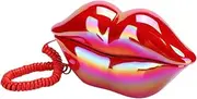 TEHAUX Red Lip Shaped Corded Phone Unique Lips Decor for Home Compact Design Vintage Style as Art Decoration and Functional Phone Bright Performance