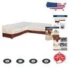 Durable 600D Outdoor Couch Cover with Adjustable Fit - 110''L Sectional Sofa