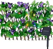 [HSHGZSR] Expandable Fence Stretchable Foliage Privacy Fence Leaf Decor Faux Ivy Fence Panel Home Decor Fence Panel with Solar Light String Fake Leaf Fence for Backyard Garden Patio Balcony