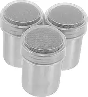 3pcs Stainless Steel Powder Sugar Shaker Precision Mesh Powder Dispenser for Even Cocoa Distribution Container for Flour Sugar Salt