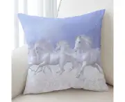 Beautiful Running White Horses the Snow Horses Cushion Cover Only