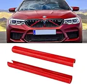 Jaronx Compatible with BMW Grill Inserts Trims for 1 2 3 4 5 6 7 Series, F20 F22 F30 F32 G30 G32 G11 G12, Compatible with BMW V Brace Wrap Covers Red Grill Stripes Grille Inserts Stripes Wrap (Red)