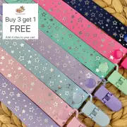Dummy Clip - Pacifier Chain - Binky Band - Soother Holder - Dummie Strap - Stars