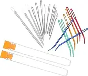 HOMSFOU Large Eye Sewing Needle Kit Crochet Hook for Knitting Aluminum/Nylon/Iron Storage Bottle
