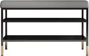 Shoe Cabinet Bench Metal Shoe Changing Stool Thickened Cushion Hallway Footwear Storage Rack Mesh Shelves 80x32x47cm (Color : Black) (Gray)