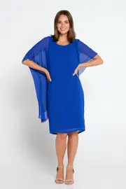 Hilda Chiffon Overlay Dress - Royal