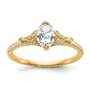 0.50ct. CZ Solid Real 14k Polish 1/2ct Oval Engagement Dia Ring