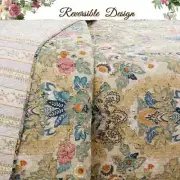 NEW! ~ SHABBY CHIC BLUE TEAL AQUA GREEN PINK YELLOW TROPICAL PALM LEAF QUILT SET