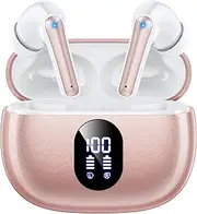 Bluetooth Earphones, Wireless Earphones, 48 Hours of Playback Time, Deep Bass, LED Display Display, Small / Lightweight, IPX7 Waterproof, Bluetooth Instant Connection, Hi-Fi Bluetooth Earphones