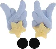 X AUTOHAUX Motorcycle Helmet Accessories Decoration Double-Layer Star Wings for Motorcycle Bicycle Skiing Helmets Sky Blue Fabric Sticker 1 Set
