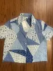 Rose and Olive light blue floral patchwork button top size S NEW
