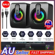 1 Set Computer Speaker Loud Sound with RGB Light for PC Laptop Stereo Desktop RO