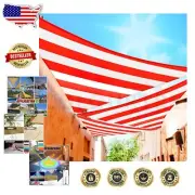 5' x 8' Custom Triangle Sun Shade Sail - Red & White Stripe, 3-