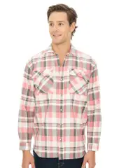 Mens Flannelette Shirt Pink Grey