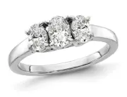 1.00 Carat (ctw VS2-SI1, D-E-F) Lab Grown Diamond Three Stone Ring 14K Gold