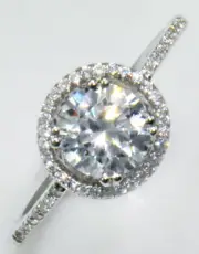 1 ct. Halo Ring Micro Set Band Top Russian Quality Extra Brilliant CZ SS Size 9