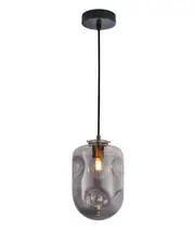 Dimpled Smoke Glass Brass Oblong Pendant Light