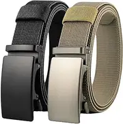 [Dcvmvmn] Men's Metal Automatic Buckle Elastic Belt Casual Nylon Tooling Training Belt Men's Trousers Belt, 06-2pcs