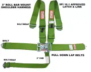SFI 16.1 APPROVED RACE HARNESS LATCH LINK RACERDIRECT ROLL BAR MOUNT LIME GREEN